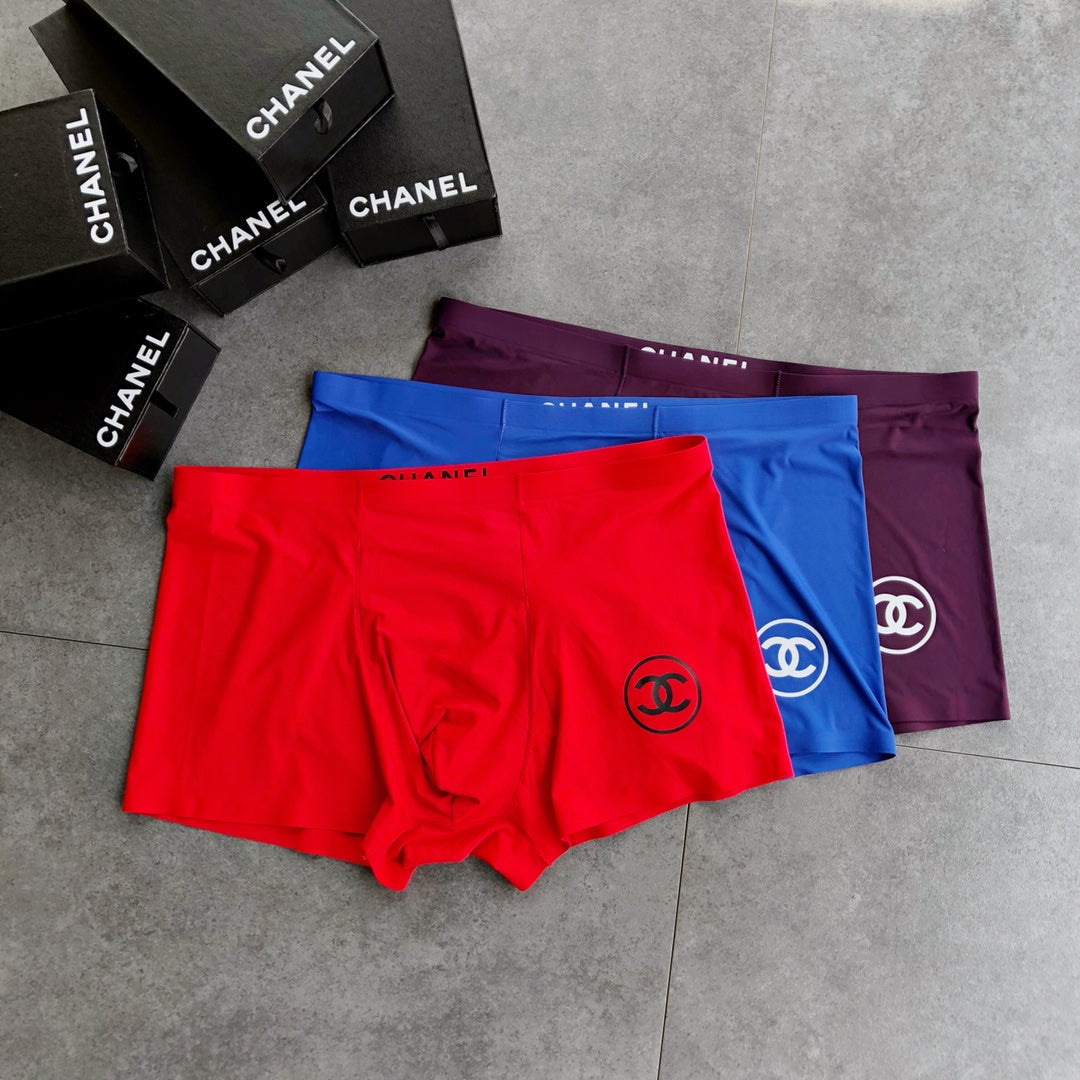 Chanel Clean Logo Waistbands Men's Boxer Briefs - 3-Piece Box