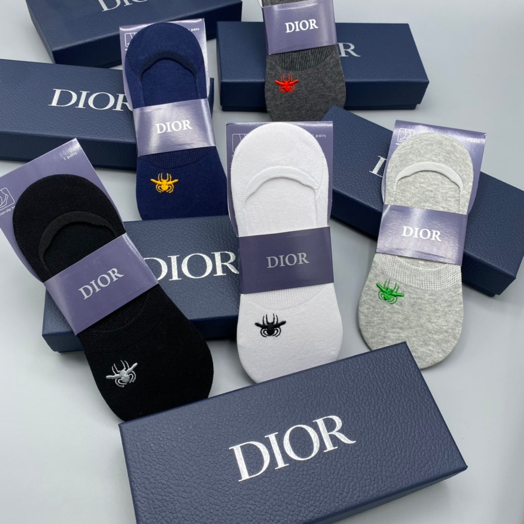 Dior Embroidered Bee No-Show Socks - Box of 5 Pairs