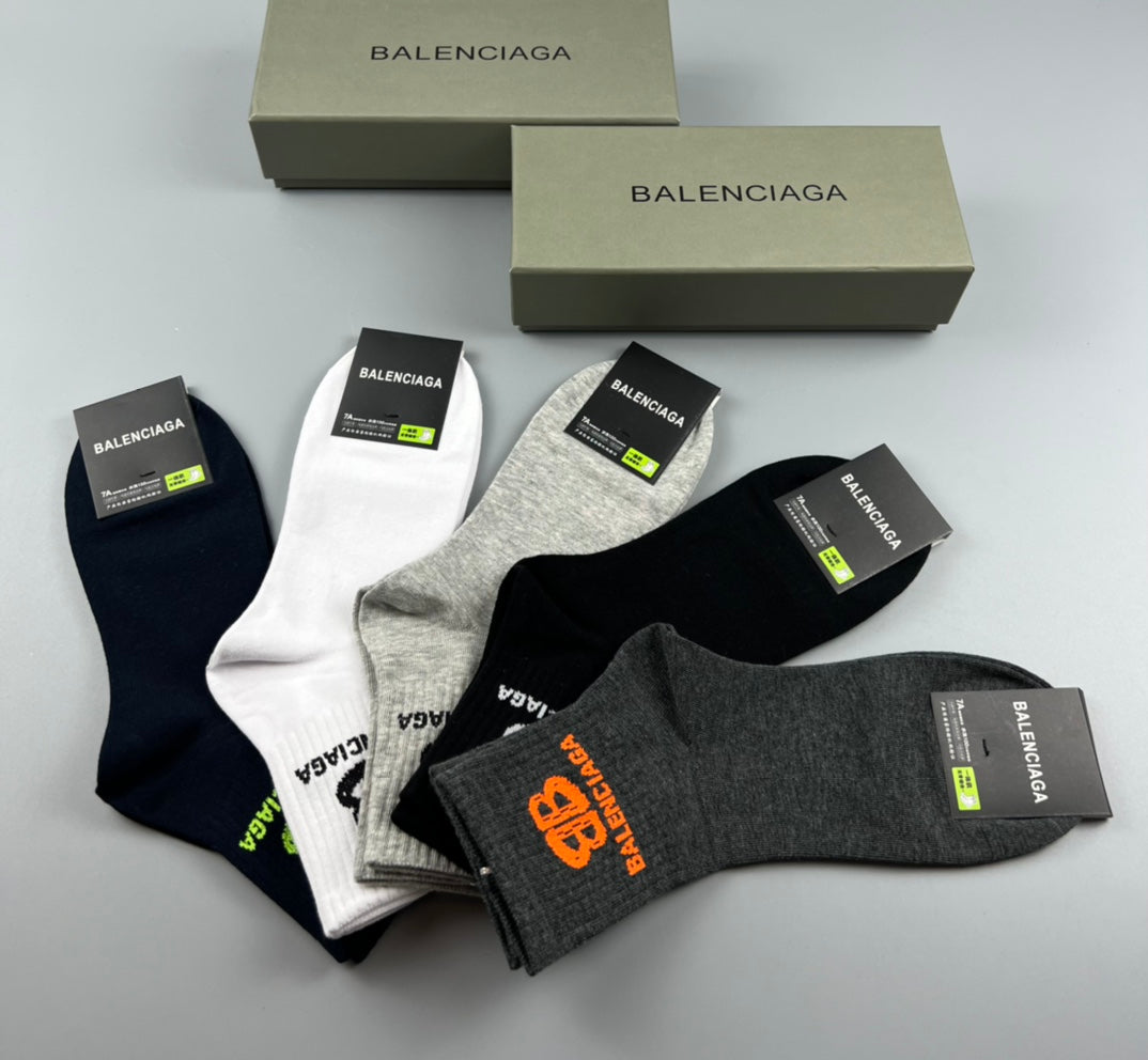 Balenciaga Colourful Bb Graphics Crew Socks - 5-Pair Set