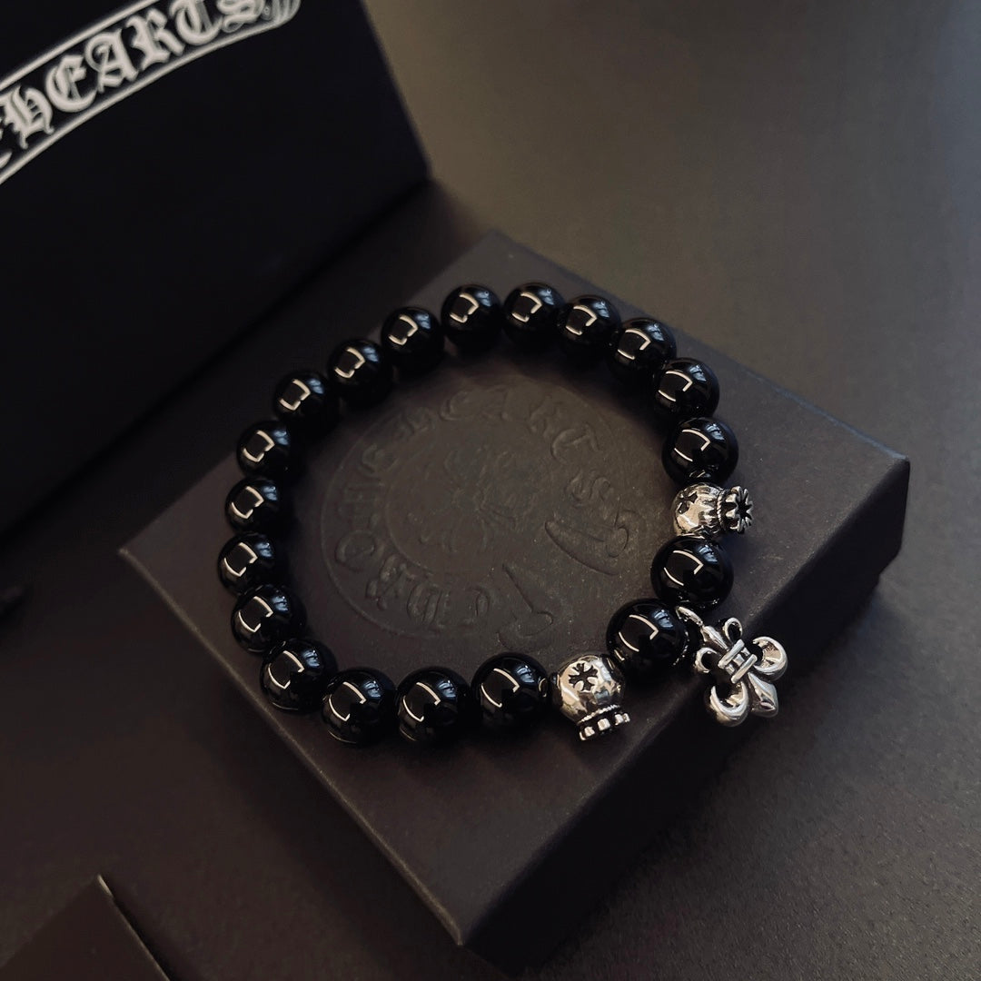 Martin Graham beaded bracelet in polished metal-tone – detail view