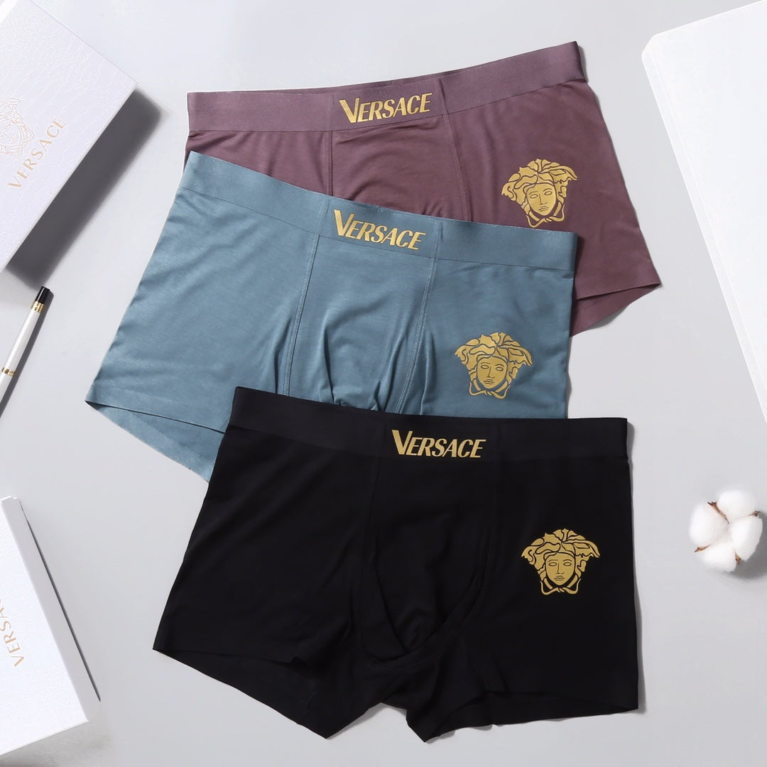 Versace Gold Medallion Men's Boxer Briefs - 3-Piece Box