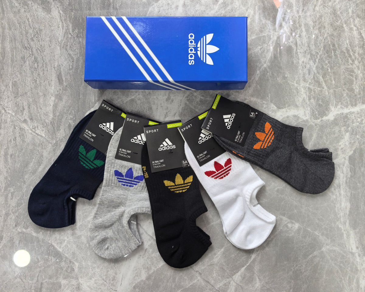 Adidas Cotton Multicolour Trefoil Motifs No-Show Socks