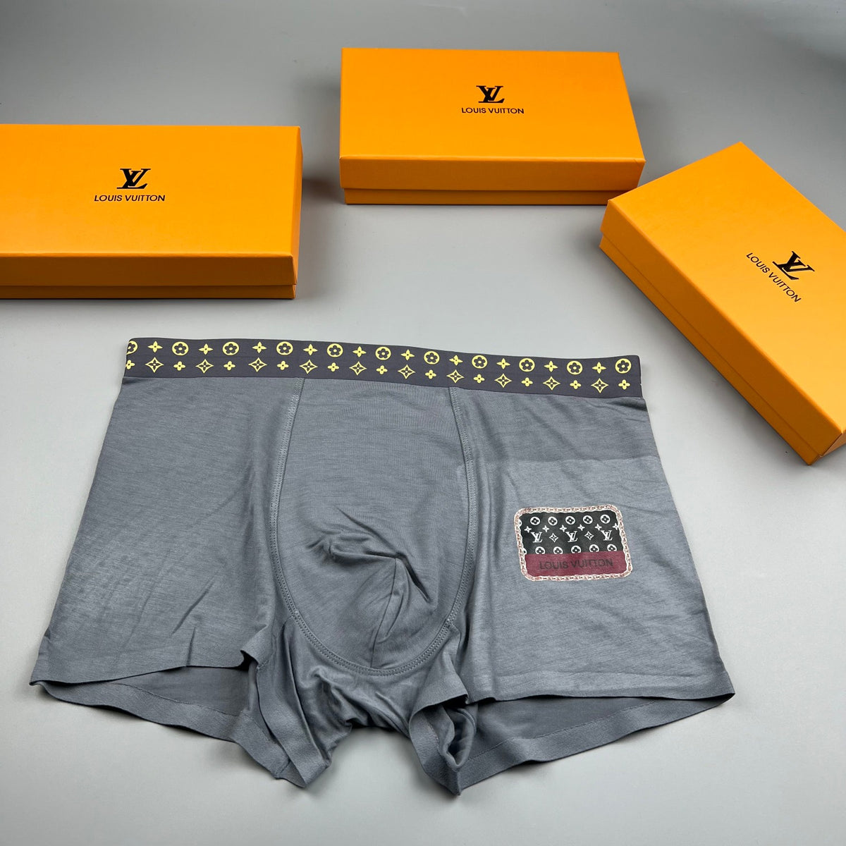 Louis Vuitton Modal-Blend Patch Motif Men's Underwear - 3-Piece Box