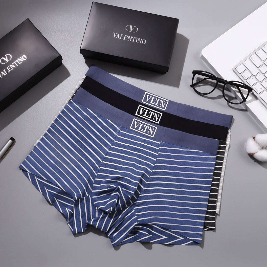 Valentino Broad Logo Waistbands Men's Boxer Briefs - 3-Piece Box