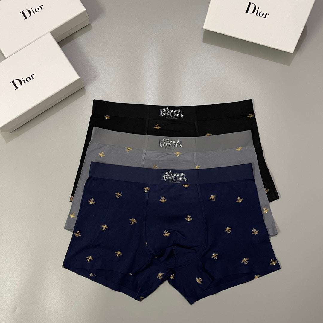 Dior Small Bee Motifs Men's Boxer Briefs - 3-Piece Box