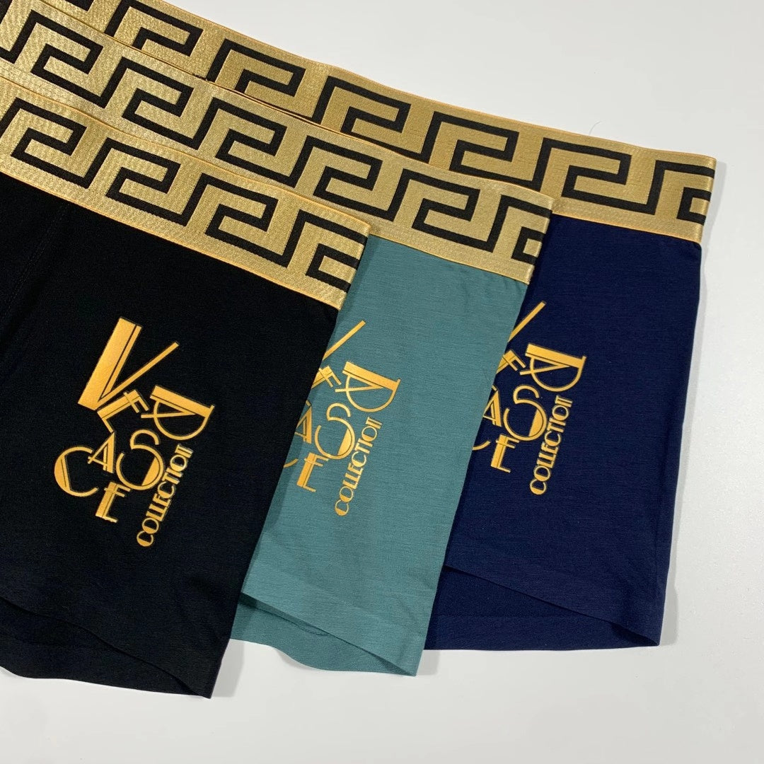 Versace Gold V And Greek-Key Men's Boxer Briefs - 3-Piece Box
