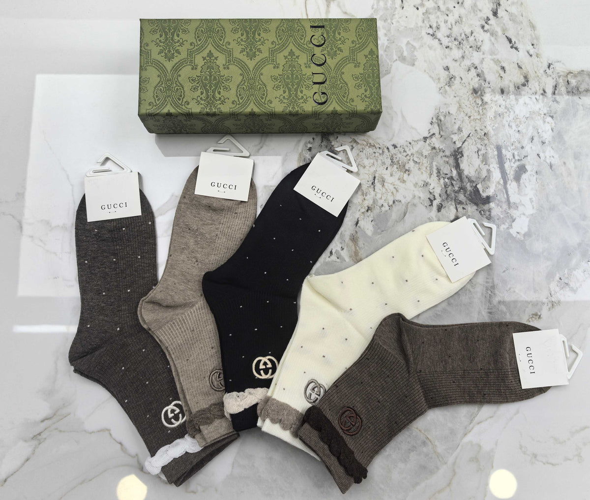 Gucci Combed Cotton Crew Socks - 5-Pair Set