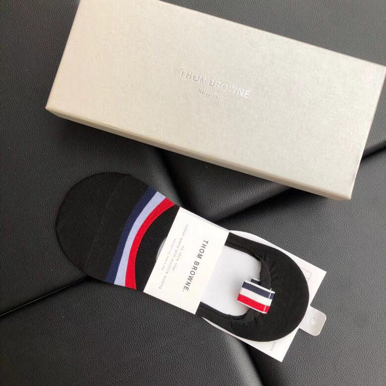 Thom Browne Cotton Visible Logo, Stripe Or Motif Details Crew Socks - 5-Pair Set