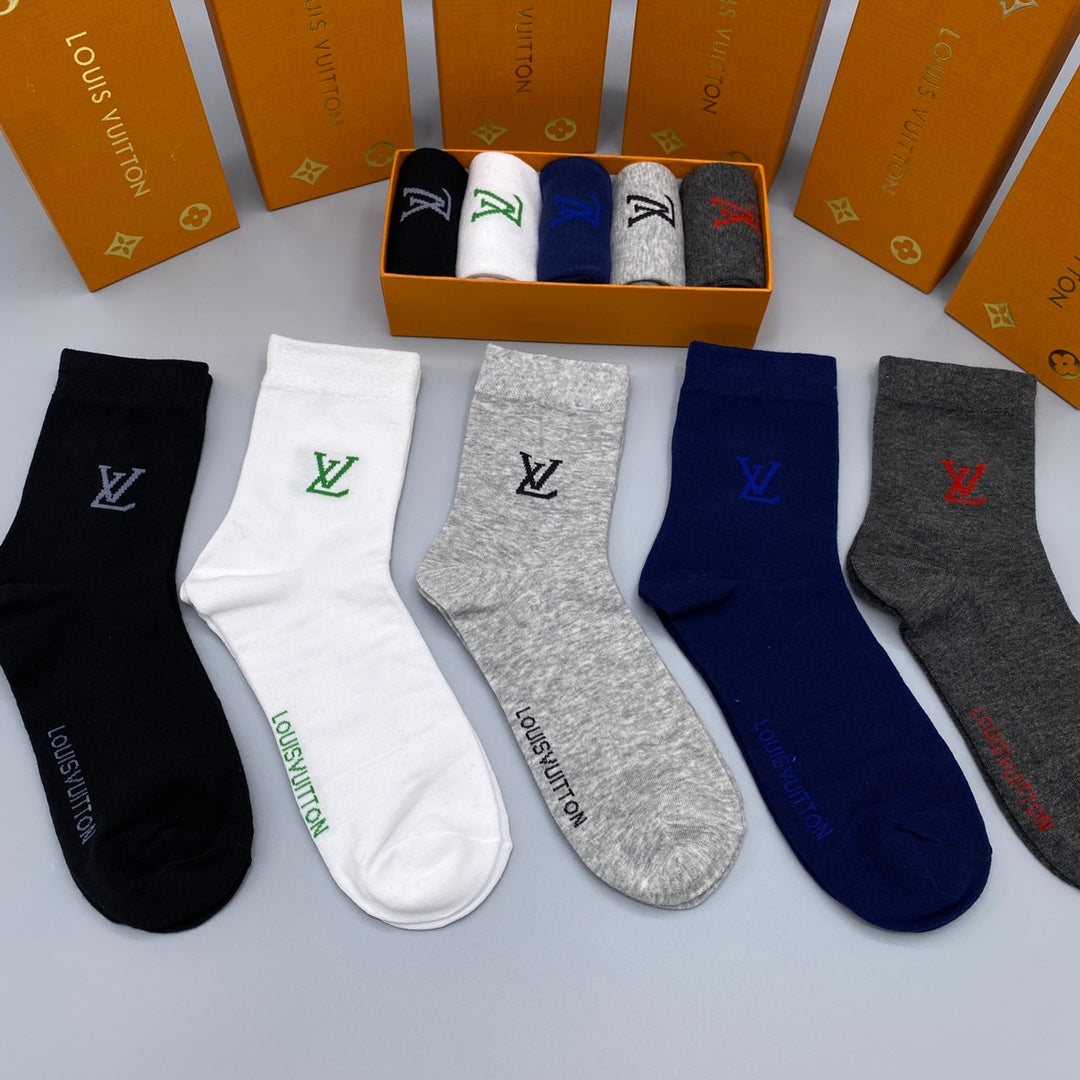Louis Vuitton Small Initial Details Crew Socks - 5-Pair Set
