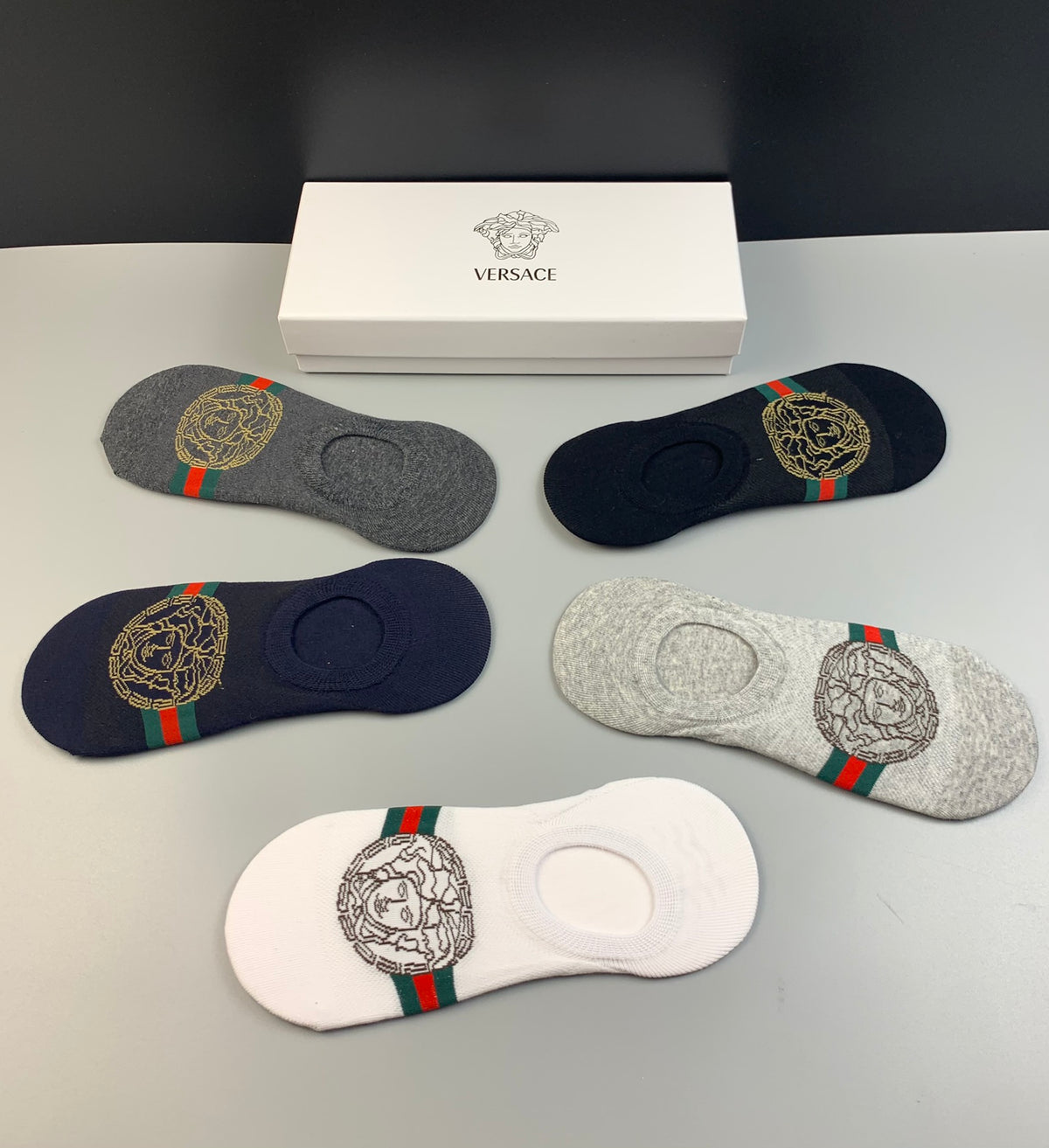 Versace Cotton No-Show Socks - 5-Pair Set