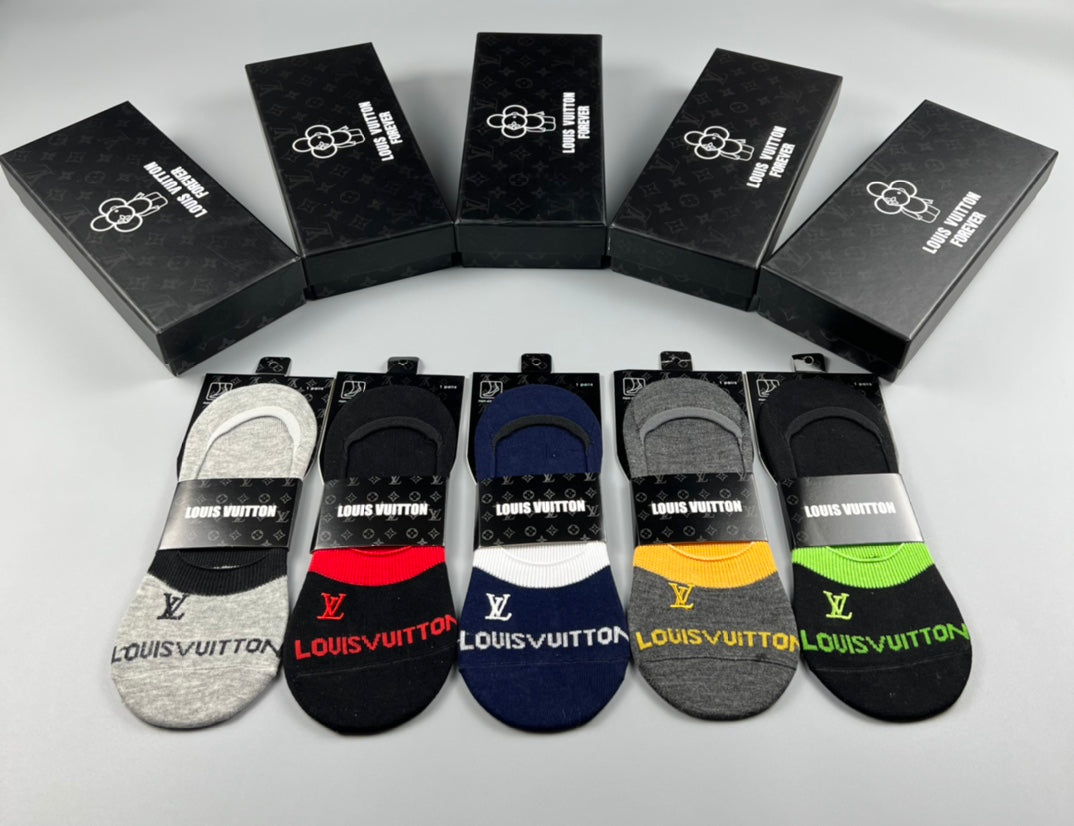 Louis Vuitton Colourful Heel And Initial No-Show Socks - 5-Pair Set