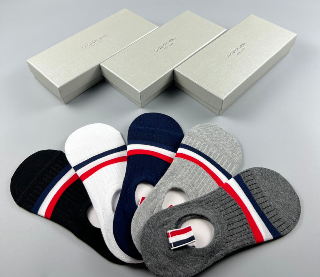 Thom Browne Cotton No-Show Socks - 5-Pair Set