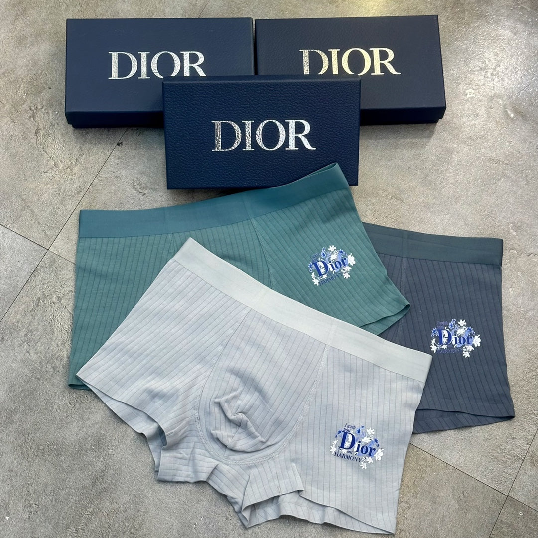 Dior Floral Logo Men's Trunk Underwear - 3-Piece Box