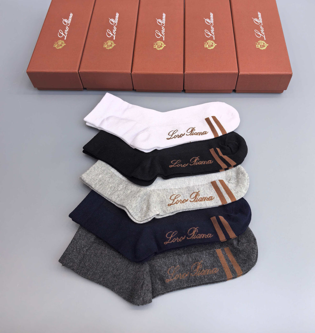 Loro Piana Restrained Script Crew Socks - 5-Pair Set