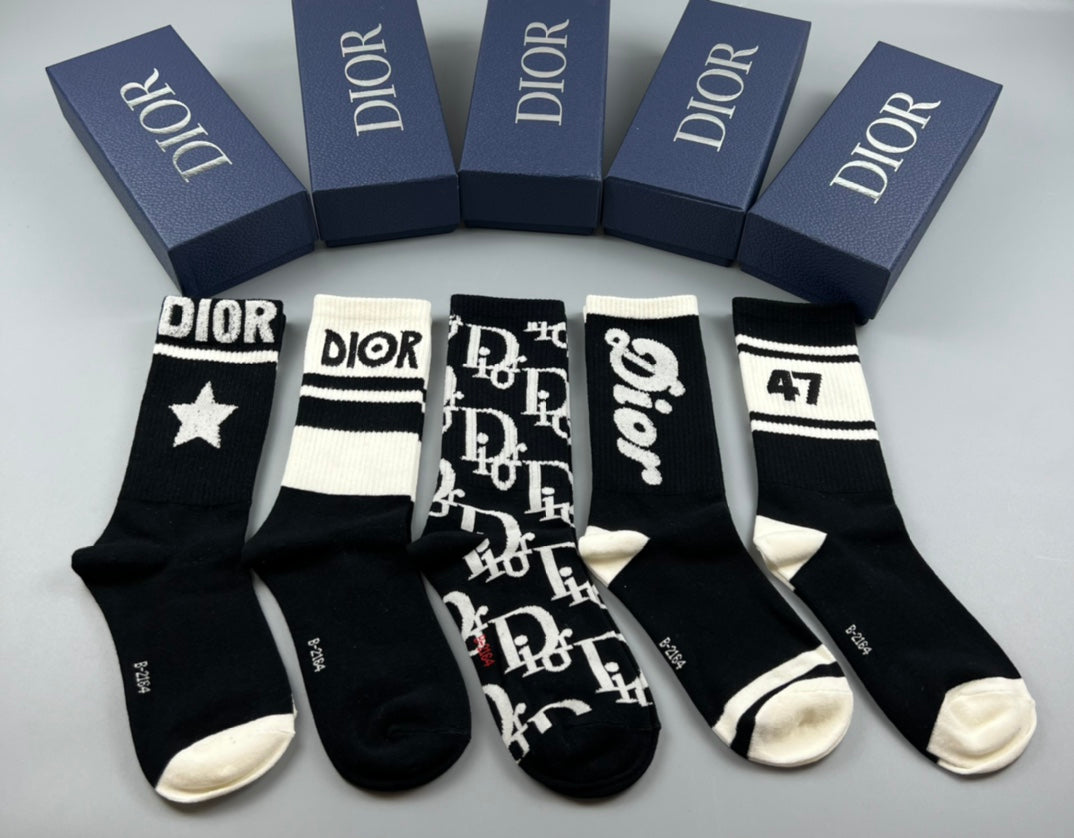 Dior Graphic Mix Crew Socks - 5-Pair Box