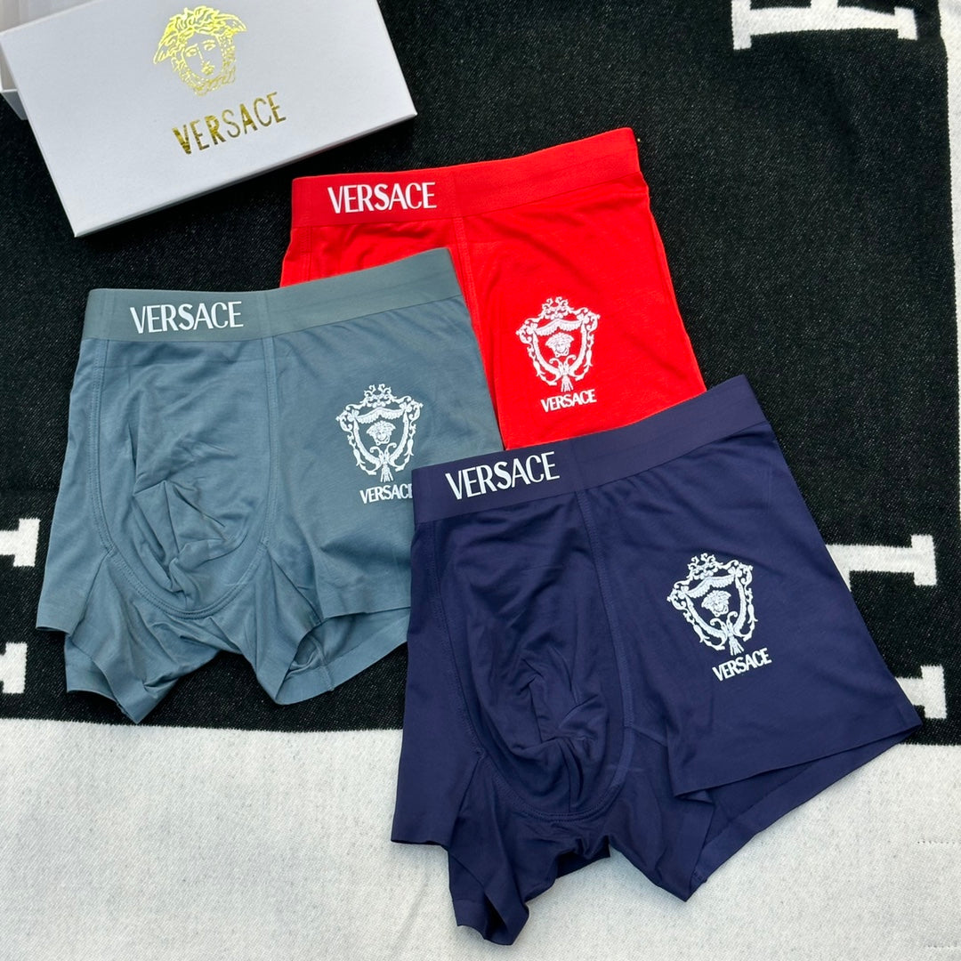 Versace Contrast Crest Men's Boxer Briefs - 3-Piece Box