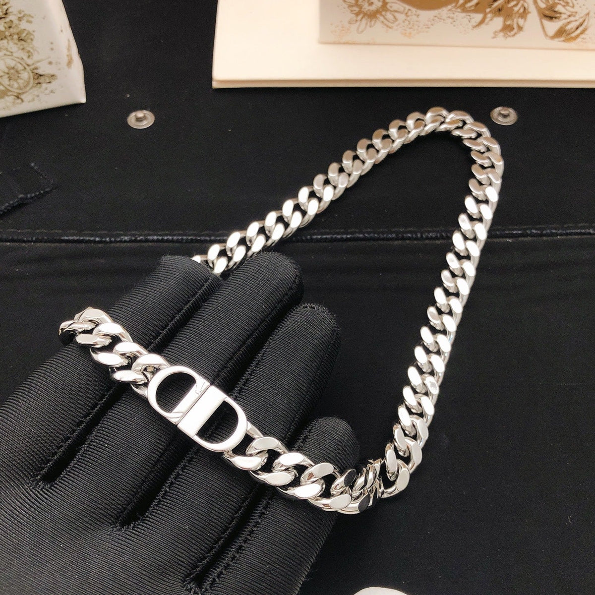 Martin Graham pendant necklace in polished metal-tone – detail view