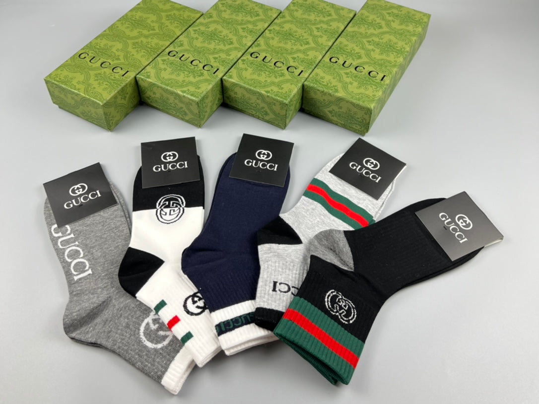Gucci Red-And-Green Stripe Crew Socks - 5-Pair Set