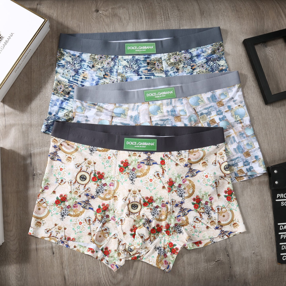 Dolce & Gabbana Ornate Print Men's Trunk Underwear - 3-Piece Box
