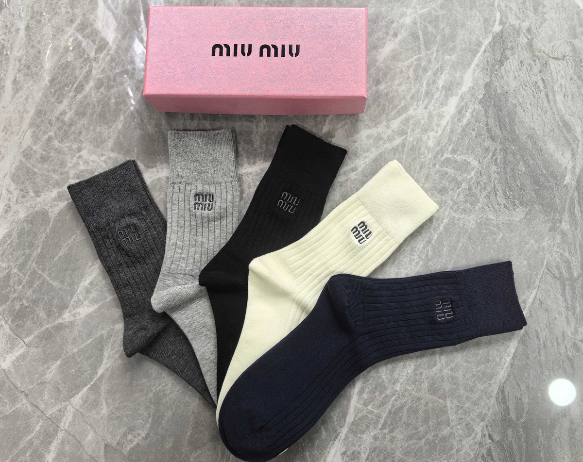 Miu Miu Cotton Crew Socks - 5-Pair Set