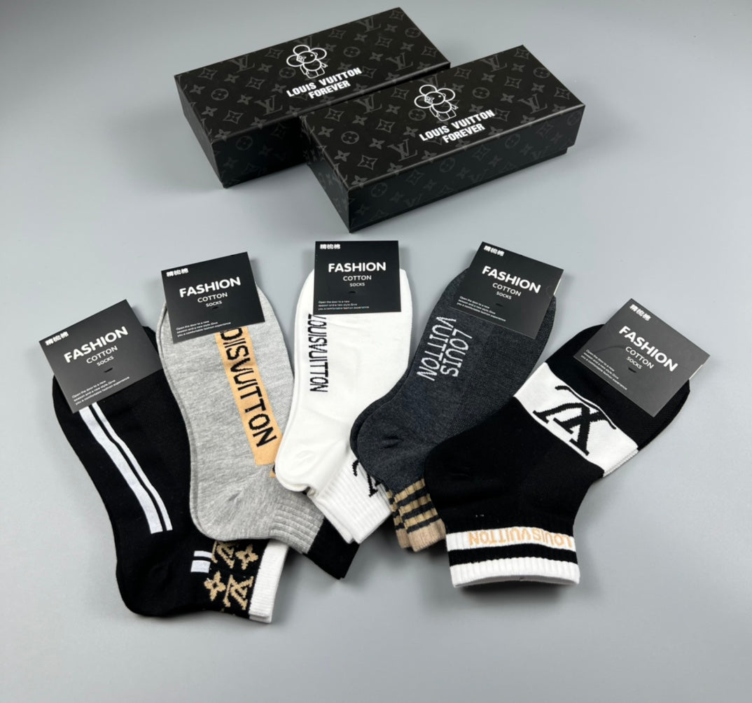 Louis Vuitton Monogram Sport Ankle Socks - Box of 5 Pairs