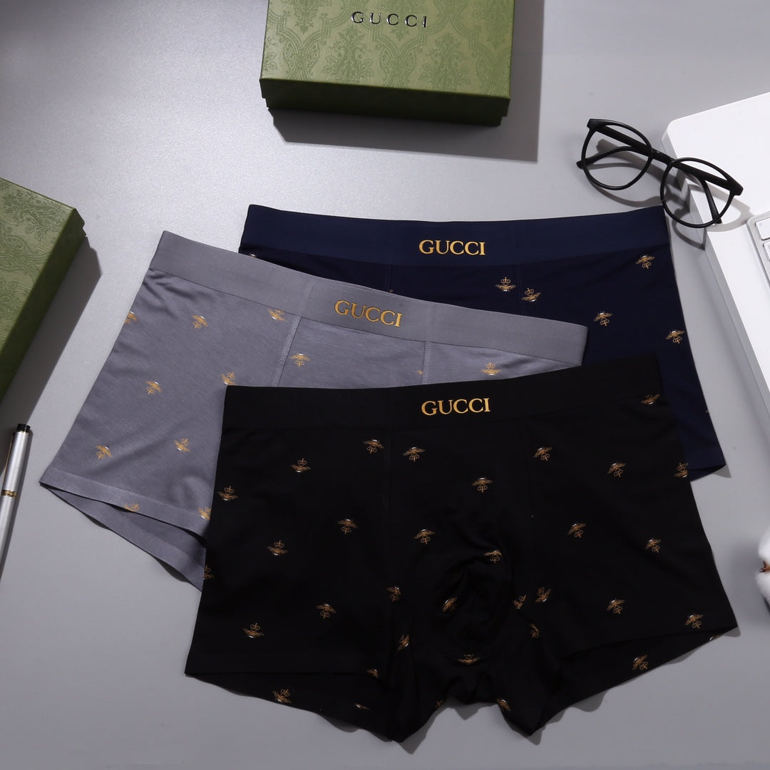Gucci Small Bee Motifs Men's Boxer Briefs - 3-Piece Box