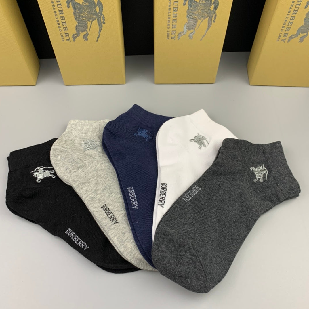 Burberry Cotton Breathable Socks – 5-Pair Pack