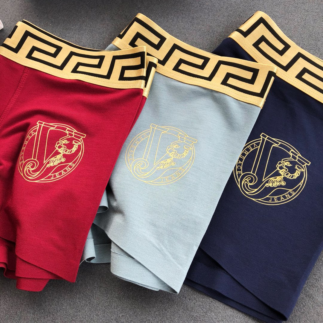 Versace Greek-Key Waistbands And Crest Men's Boxer Briefs - 3-Piece Box