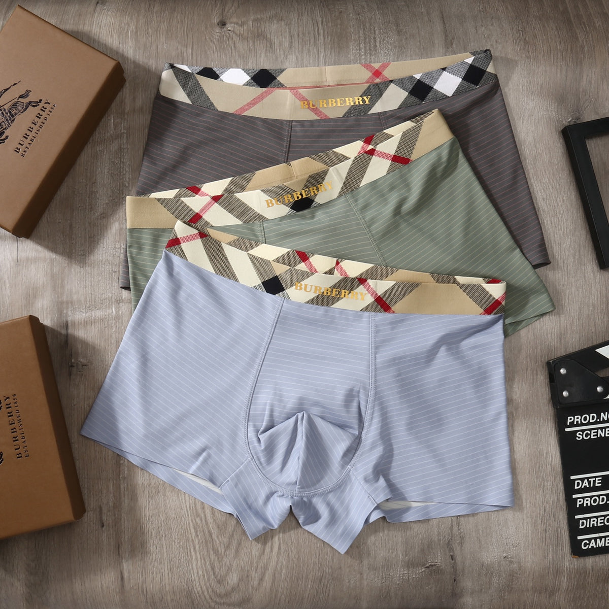 Burberry Check Waistband Men's Trunk Underwear - 3-Piece Box
