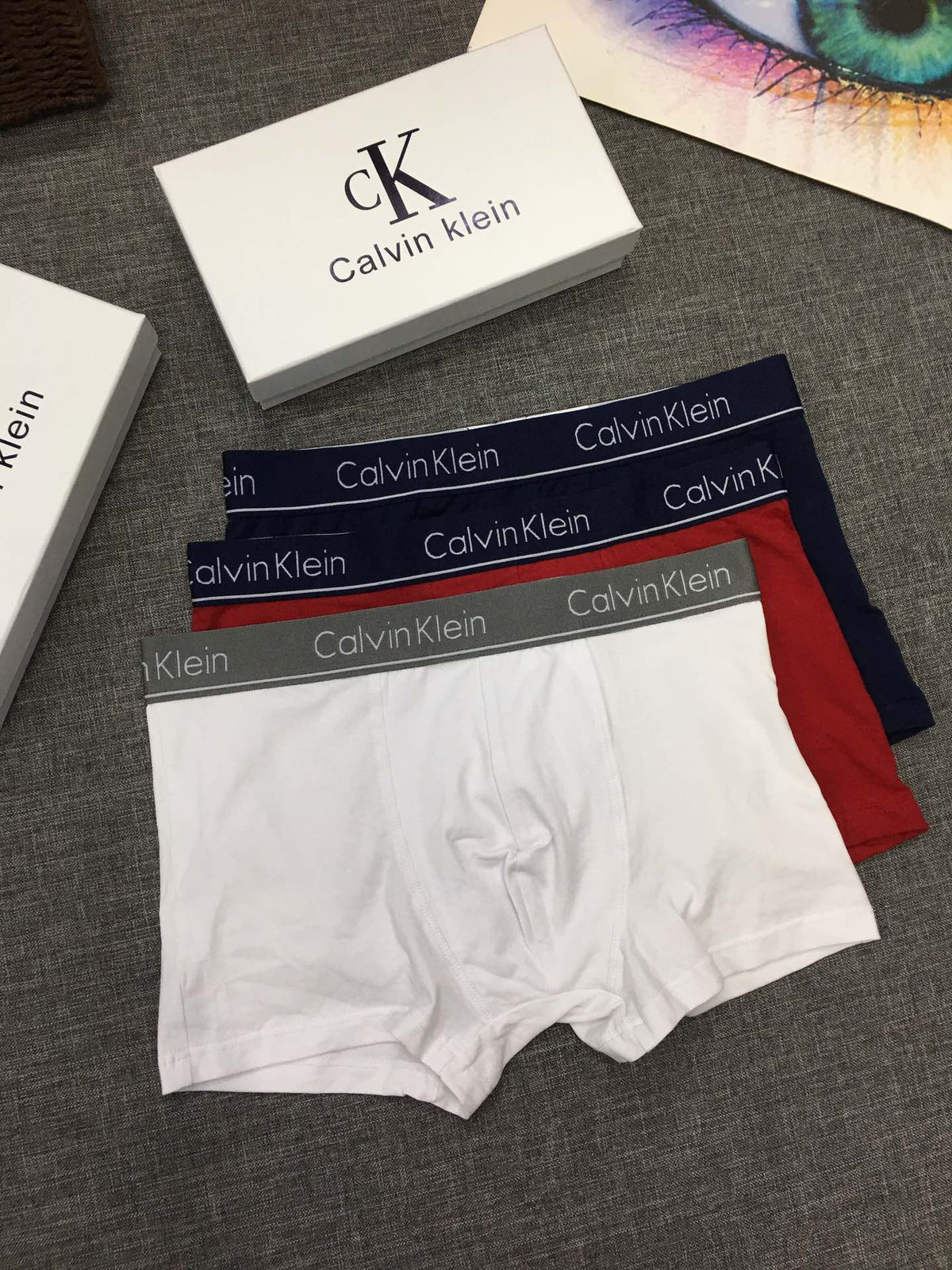 Calvin Klein Cotton-spandex blend Broad Logo Waistbands Men's Boxer Briefs - 3-Piece Box