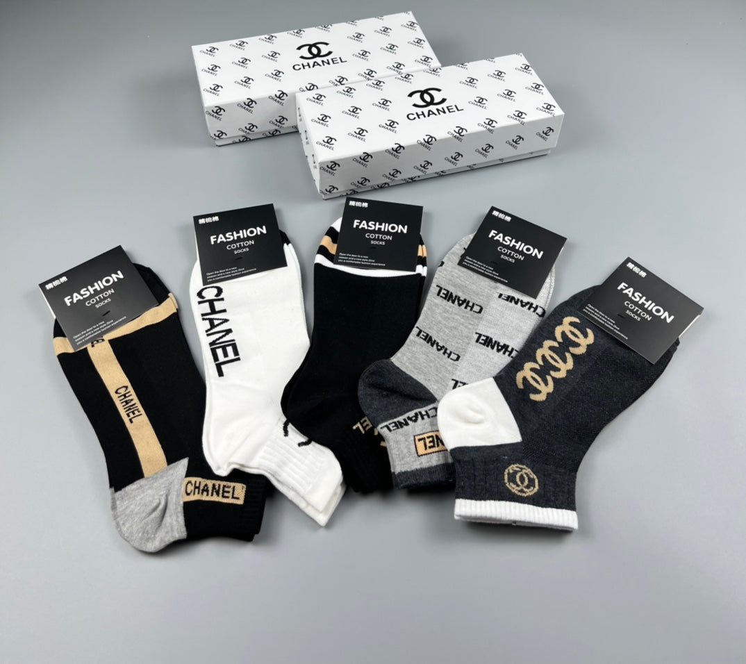 Chanel Mixed Logo Ankle Socks - Box of 5 Pairs