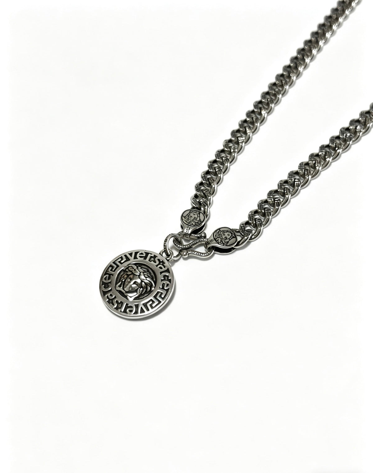 Martin Graham pendant necklace in polished metal-tone – detail view