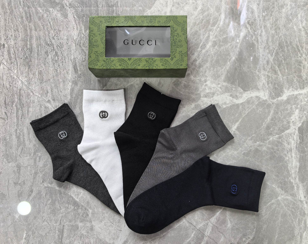 Gucci Modal Restrained Emblem Mid-Calf Socks - 5-Pair Set