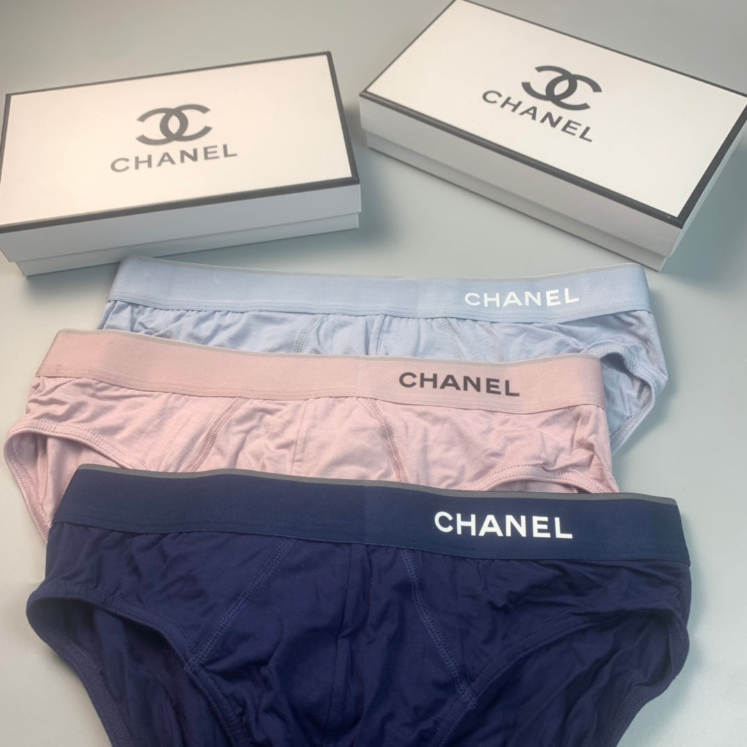 Chanel Odell Blue, Green & White Tonal Waistbands Men's Briefs - 3-Piece Box