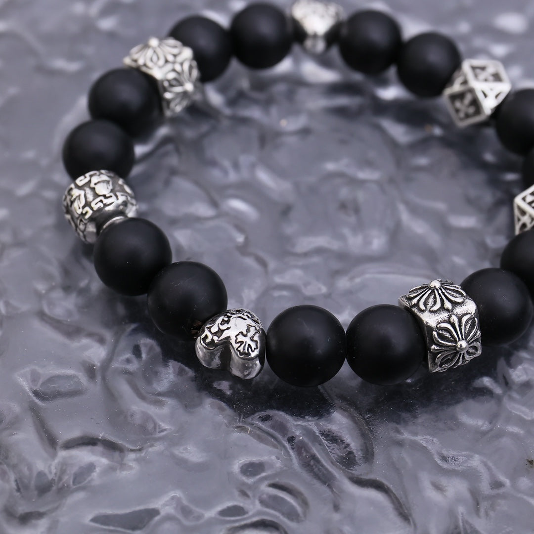 Martin Graham beaded bracelet in polished metal-tone – detail view
