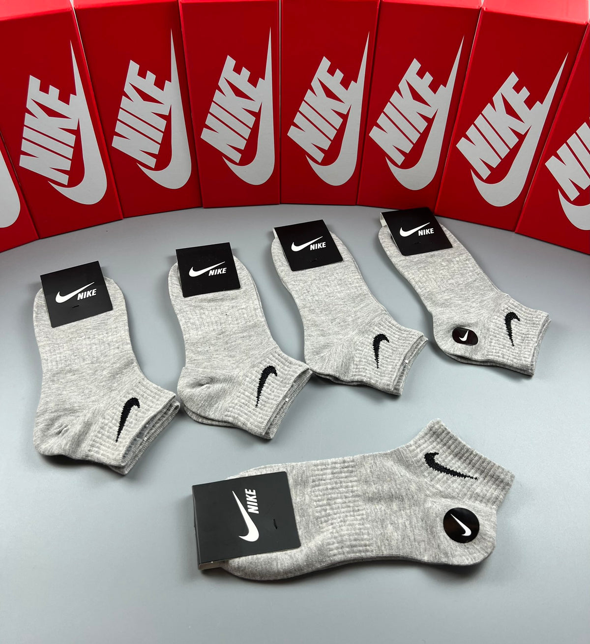 Nike Cotton Ankle Socks - Grey, Black & White