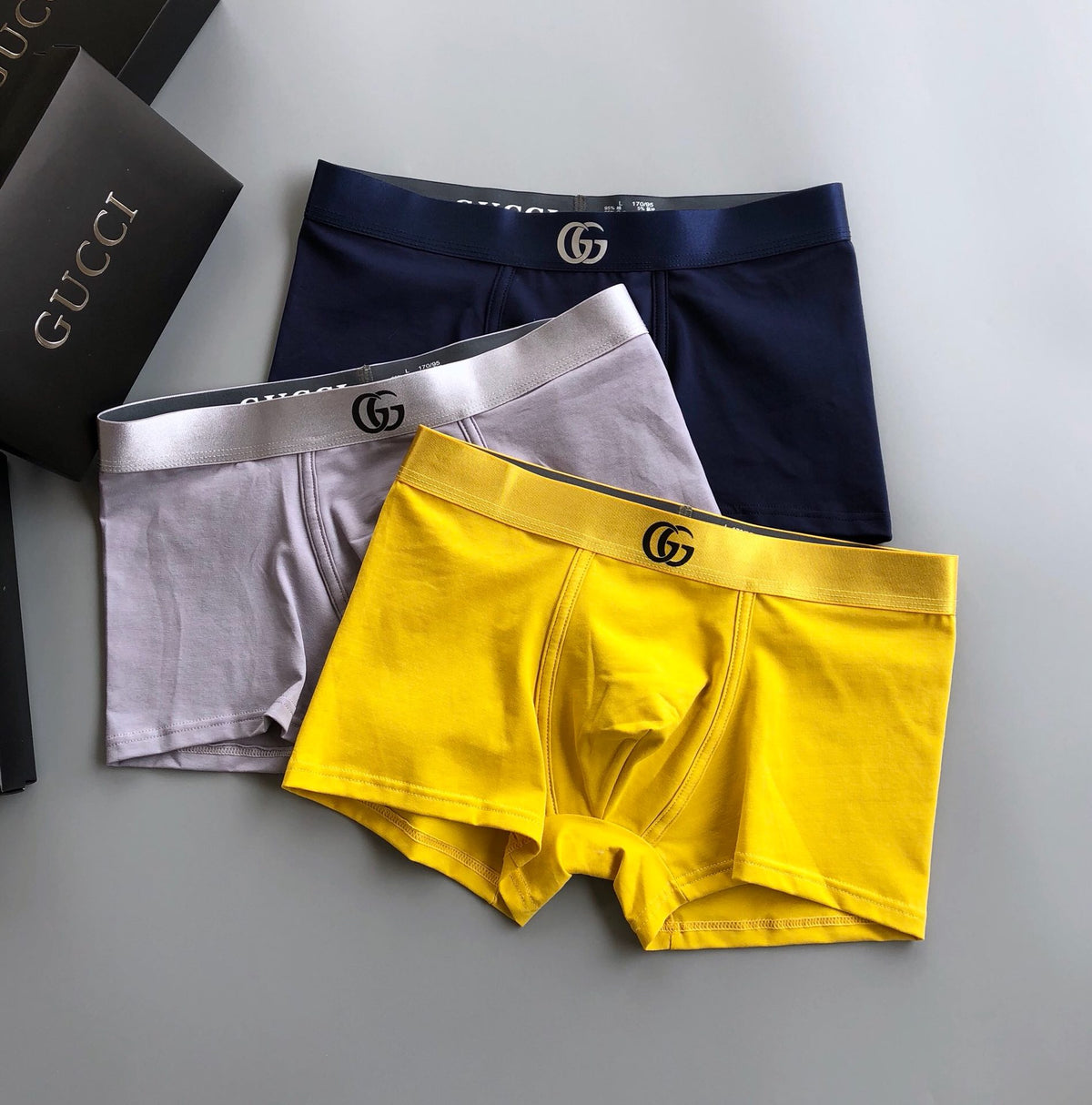 Gucci 95% Cotton & 5% Spandex Men's Boxer Briefs - 3-Piece Box