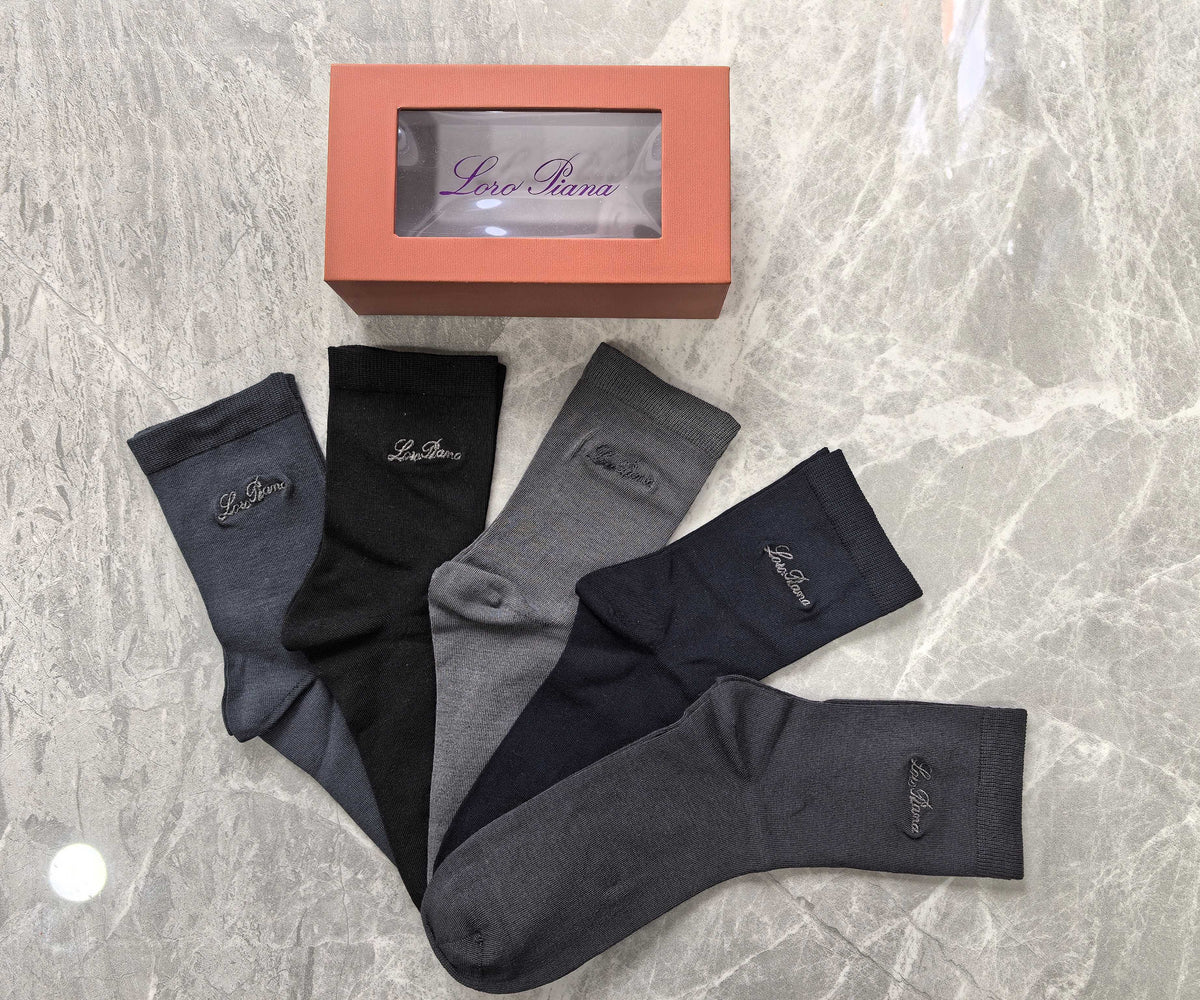 Loro Piana Restrained Script Crew Socks - 5-Pair Set