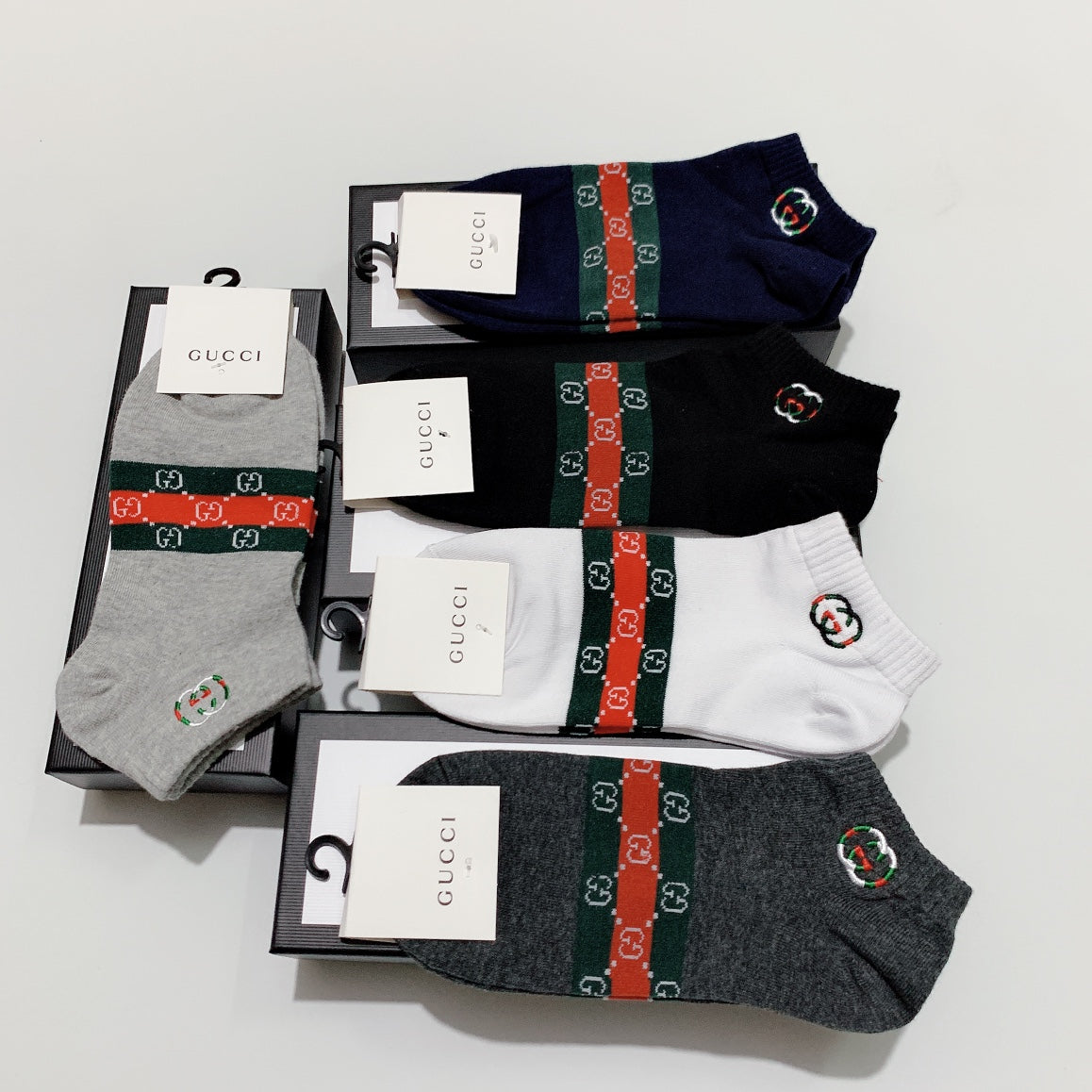 Gucci Double-G Stripe Crew Socks - Box of 5 Pairs