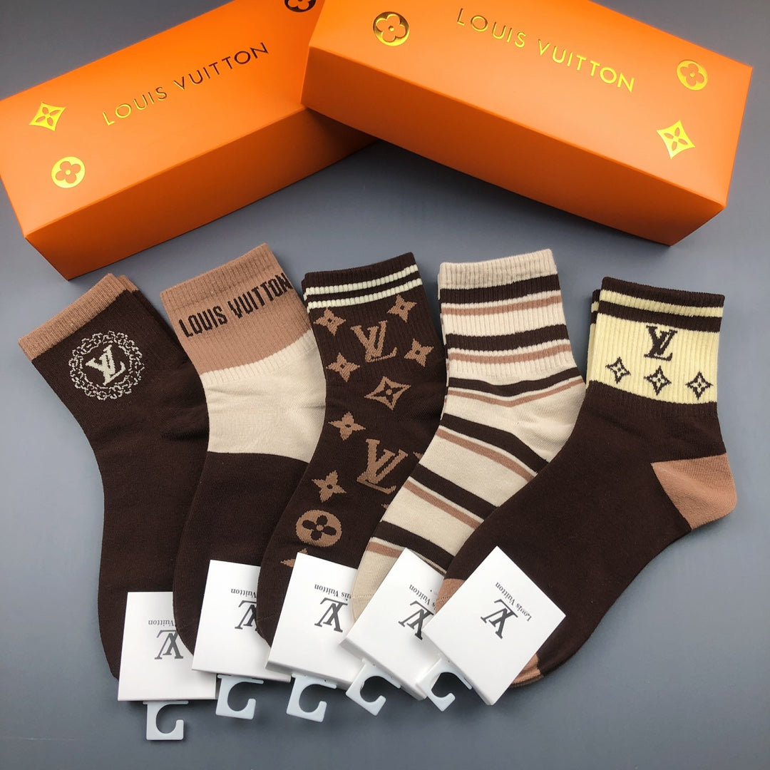 Louis Vuitton Monogram Crew Socks - 5-Pair Box