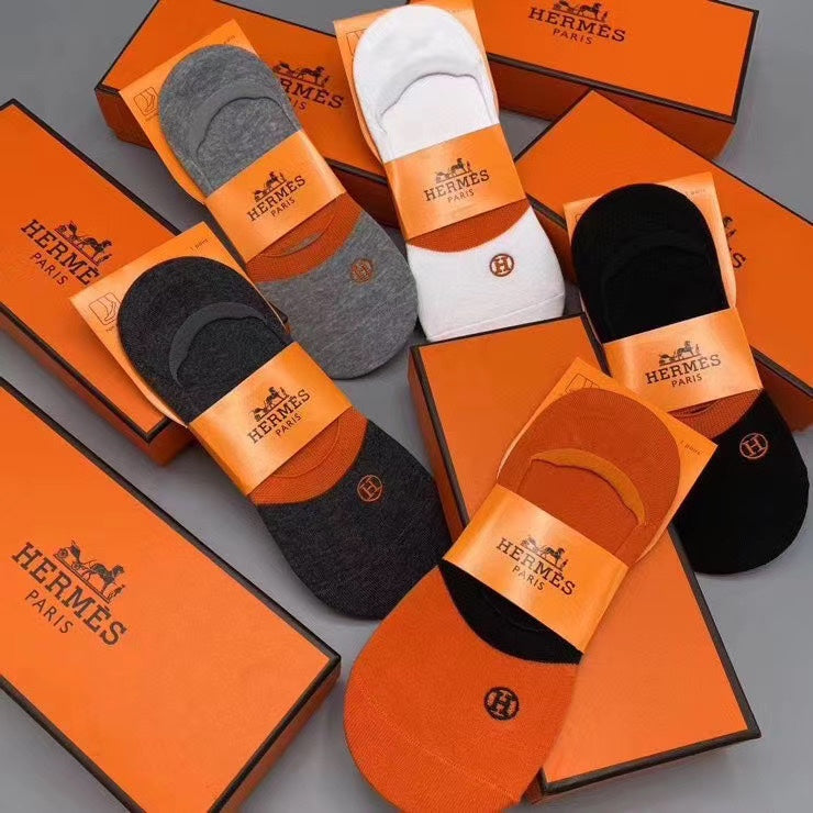 Hermes Small Emblem No-Show Socks - 5-Pair Set