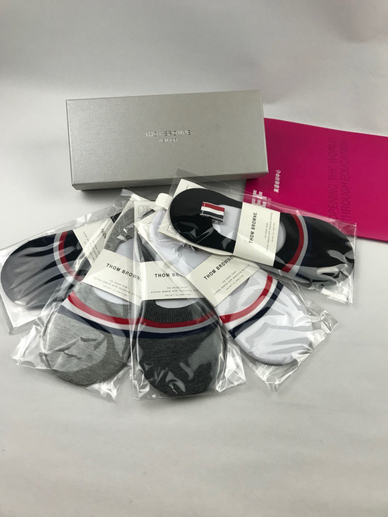 Thom Browne Tricolor-Stripe No-Show Socks