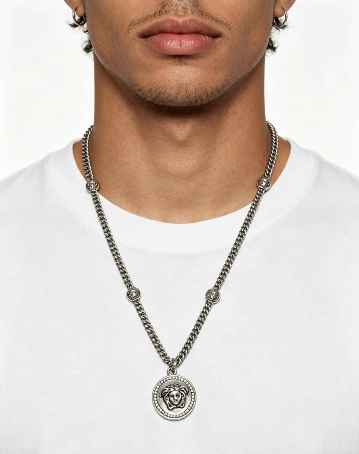Martin Graham pendant necklace in polished metal-tone – detail view