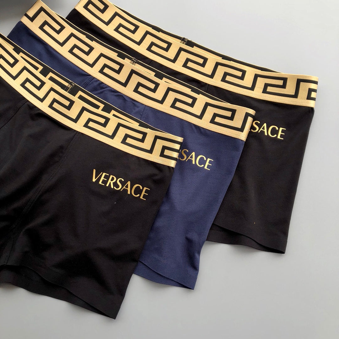 Versace 91% Modal & 9% Spandex Seamless-Cut Men's Boxer Briefs - 3-Piece Box
