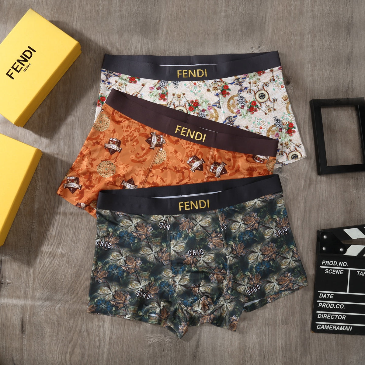 Fendi Floral Print Men's Trunk Underwear - 3-Piece Box