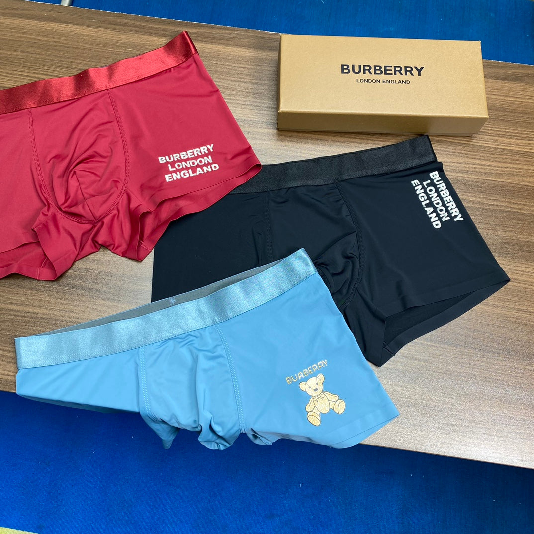 Burberry Contrast Motif Men's Trunk Underwear - 3-Piece Box