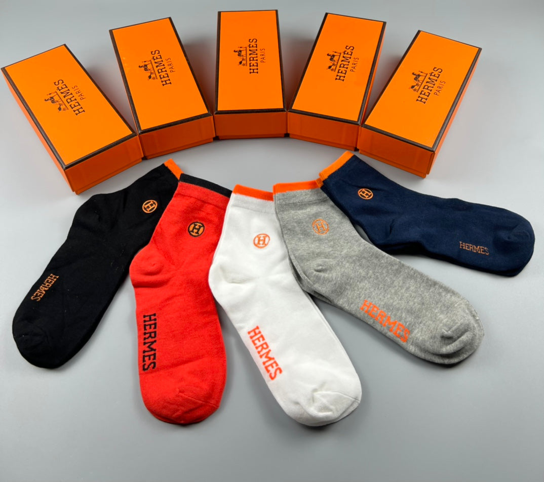 Hermes Cotton Socks - Box of 5 Pairs