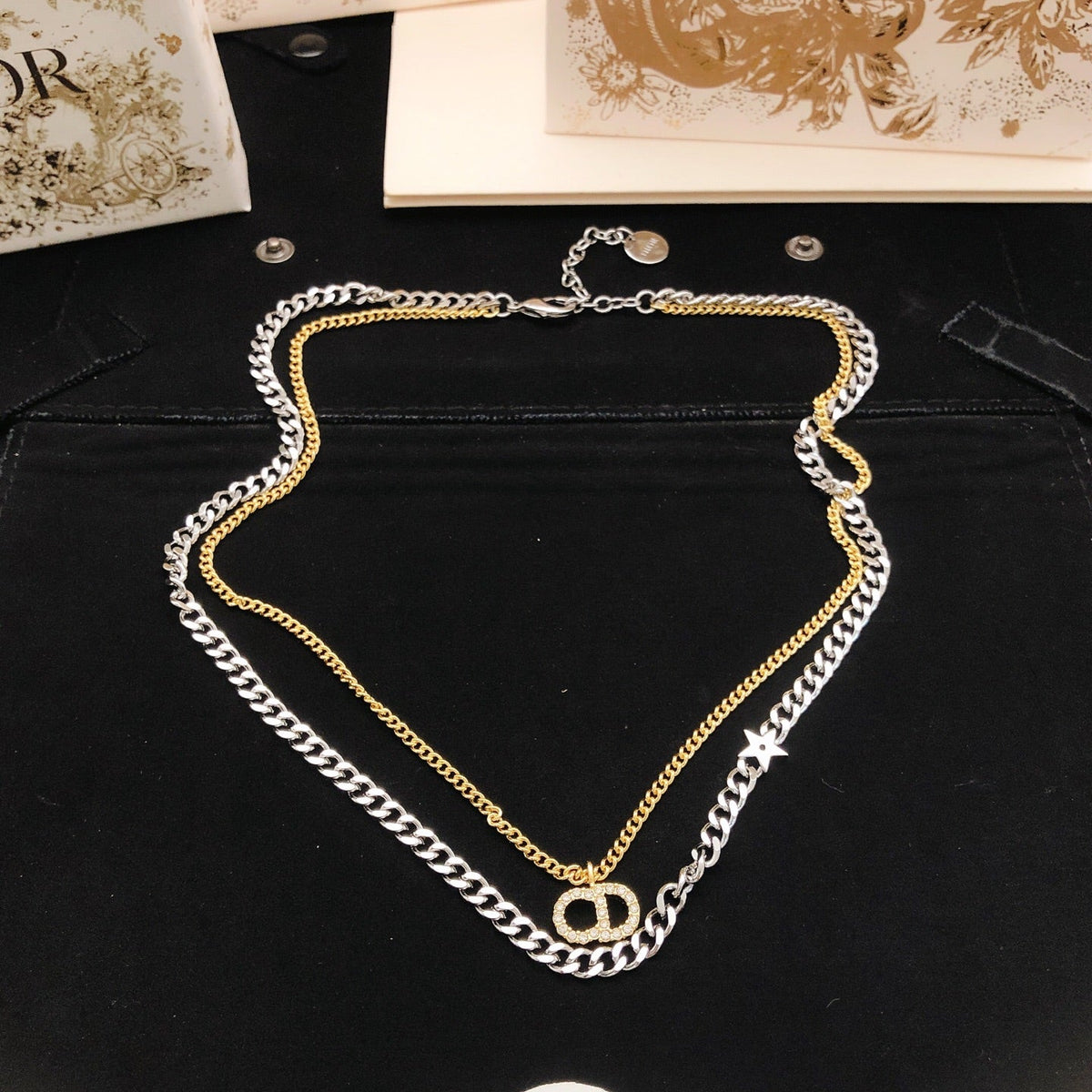 Martin Graham pendant necklace in polished metal-tone – detail view