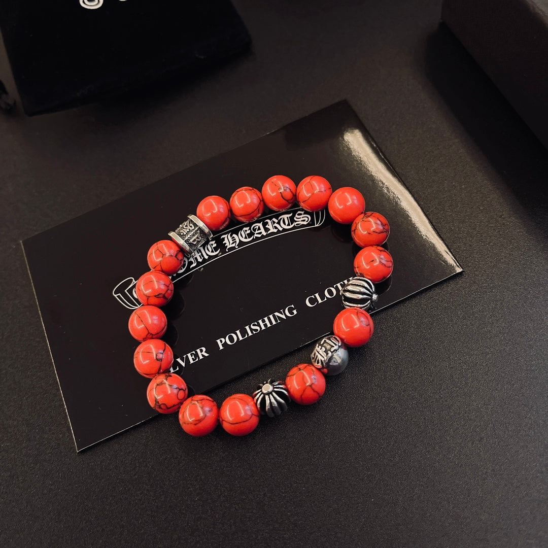 Martin Graham beaded bracelet in polished metal-tone – detail view
