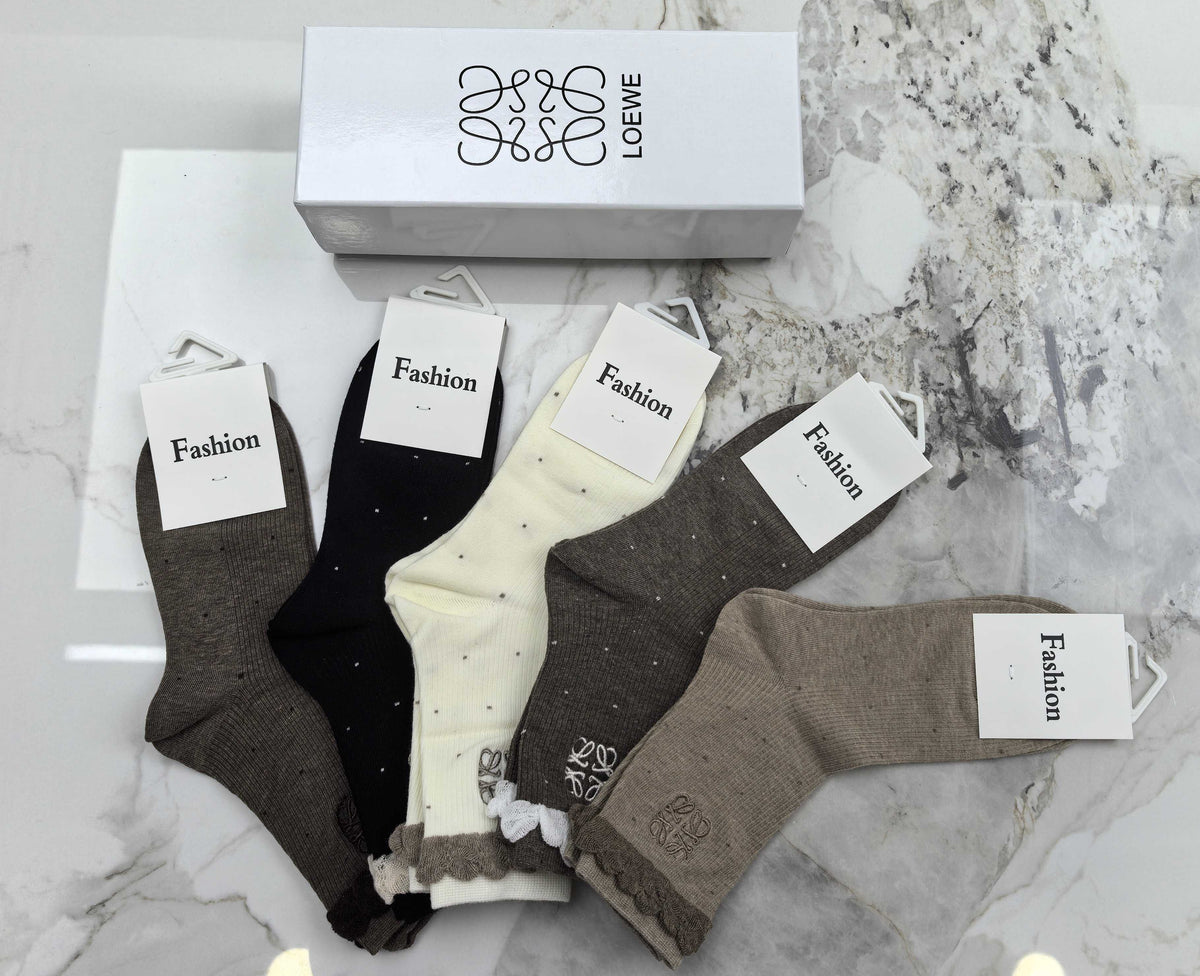 Loewe Combed Cotton Crew Socks - 5-Pair Set